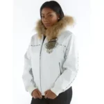 Pelle Pelle MB Emblem White Leather Jacket | Fur Hood Jacket