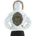 Pelle Pelle MB Emblem White Leather Jacket | Fur Hood Jacket - Image 2