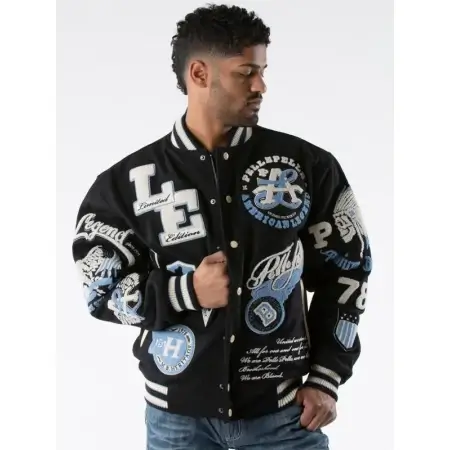 170b-450x450-1.webp Pelle Pelle Black Limited Edition Varsity Jacket - Image 1