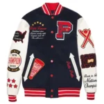 World Famous Pelle Pelle Navy Blue Wool Varsity Jacket