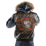 Forty Years Pelle Pelle Black & Blue MB Leather Jacket