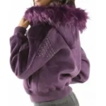 Pelle Pelle Women Purple Fur Hood Wool Jacket - Image 2