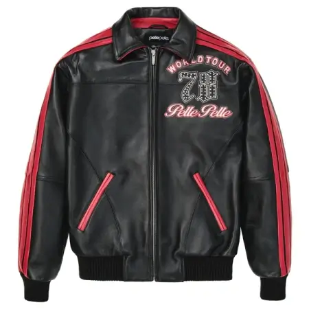 Men-Pelle-Pelle-World-Tour-Black-Plush-Jacket-450x450-1.webp Pelle Pelle World Tour Red Black Leather Jacket - Image 1