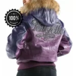 Pelle Pelle Purple Hooded Leather Jacket | Women Jacket - Image 2