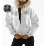 Pelle Pelle Women Encrusted White Leather Jacket