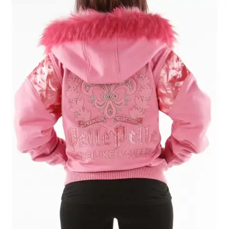 Pink-Fur-Hood-Live-Like-a-Queen-Pelle-Pelle-Wool-Jacket-2-450x450-1.webp Pelle Pelle Pink Fur Hood | Wool Jacket - Image 1