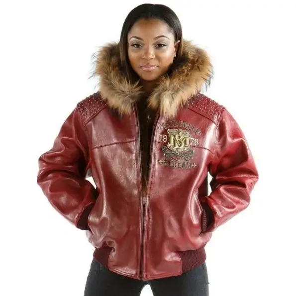 ladies-pelle-pelle-live-like-a-queen-maroon-leather-jacket-510x680-1-595x595-1-595x595-1-595x595-1.webp Pelle Pelle Women Legend Red Leather Jacket | Fur Hood - Image 1