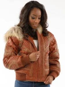 Pelle Pelle Encrusted Brown Stud Jacket - Image 2